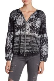 Lucky Brand Mixed Print Split Neck Top at Nordstrom Rack